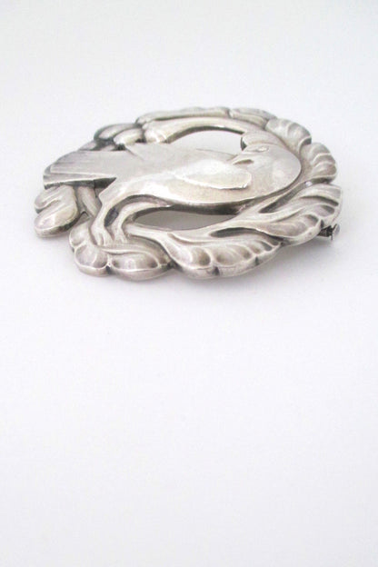 profile Georg Jensen Denmark large classic Scandinavian bird brooch 70 by Kristian Mohl-Hansen large size