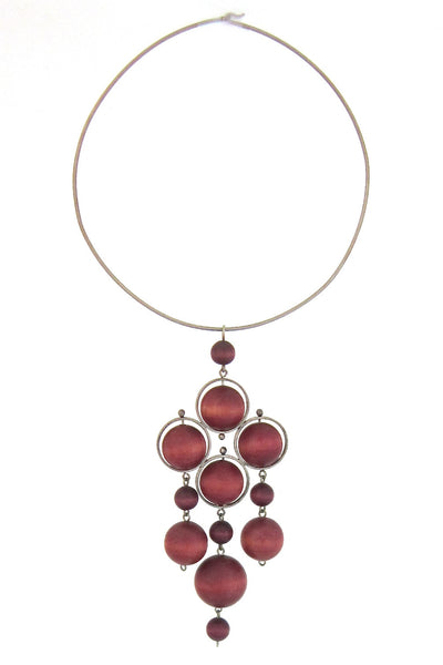 aarikka Finland vintage large russet & aubergine pendant choker