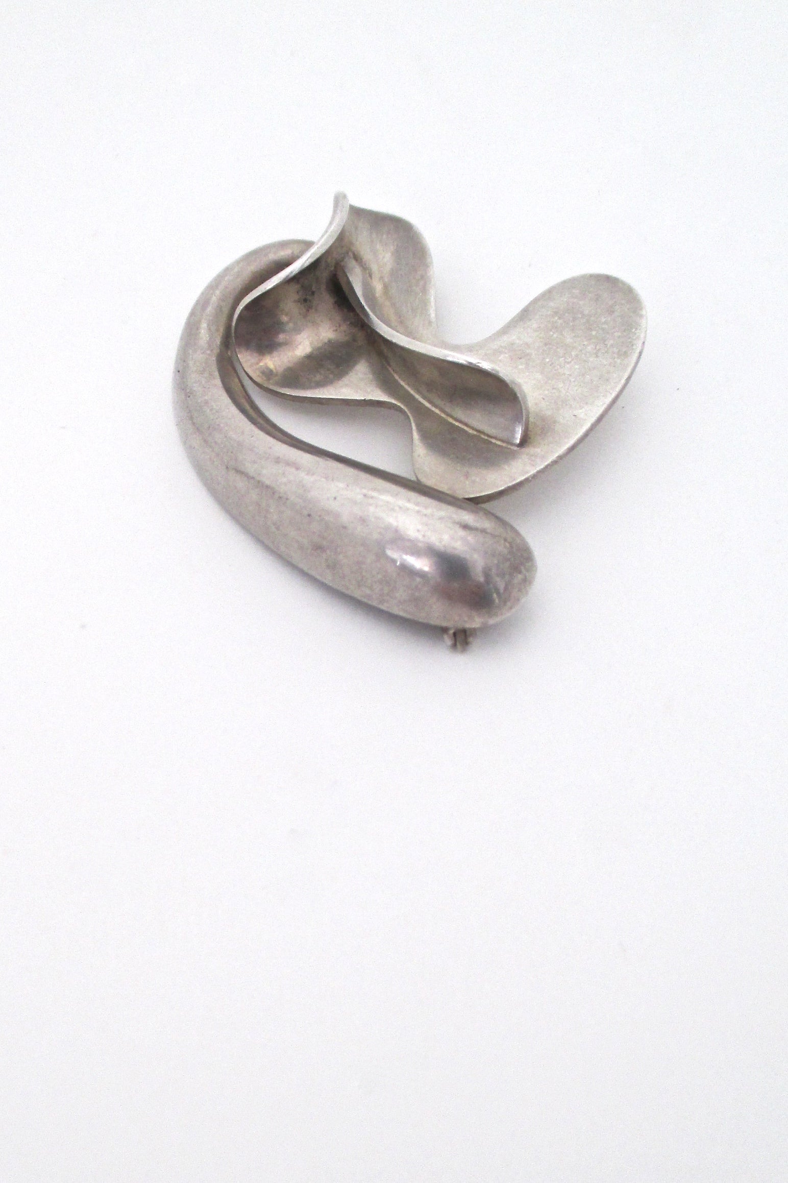 profile Georges Delrue Canada rare vintage silver sculptural mid century brooch