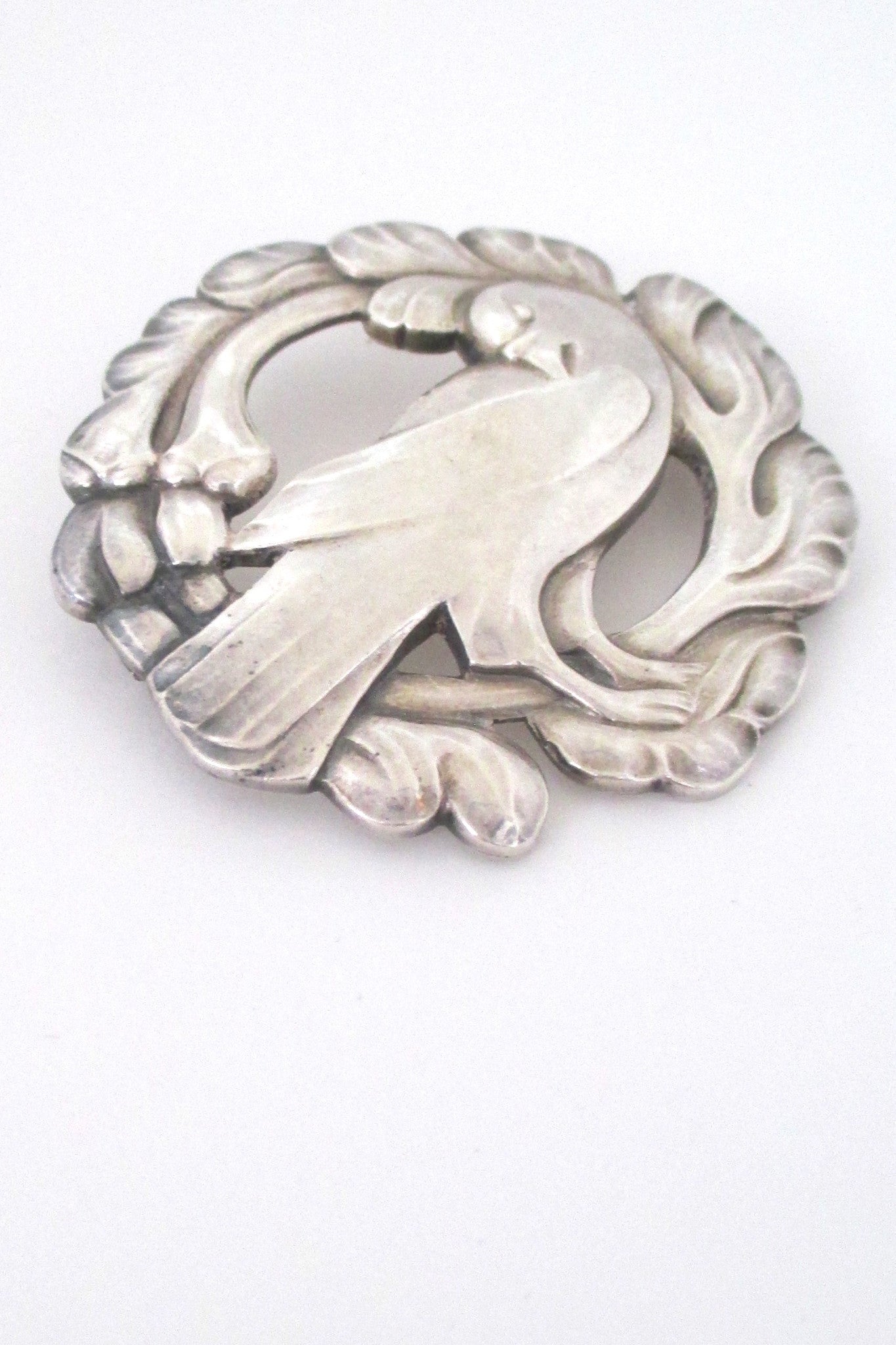 detail Georg Jensen Denmark large classic Scandinavian bird brooch 70 by Kristian Mohl-Hansen large size