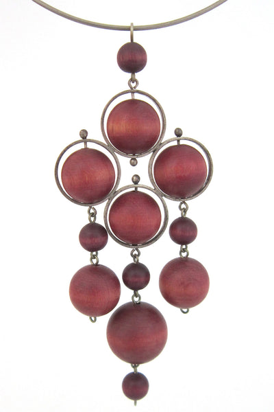 aarikka Finland vintage large russet & aubergine pendant choker