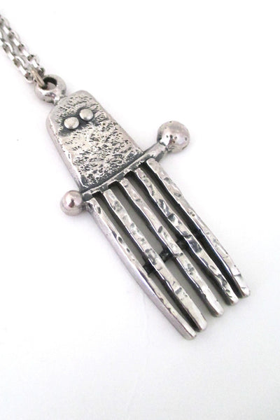 Guy Vidal Canada vintage pewter brutalist ghost pendant necklace