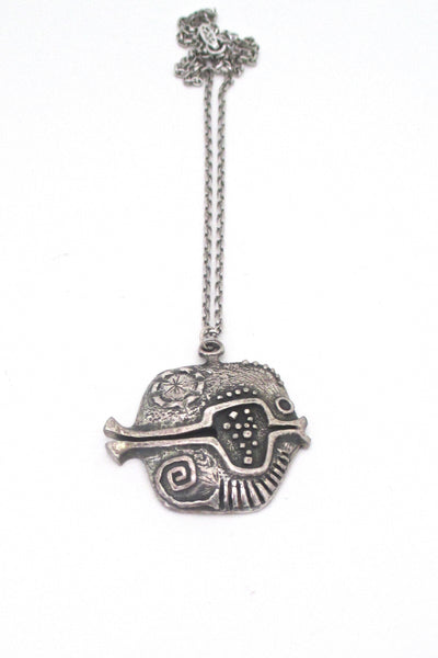 Guy Vidal brutalist fish pendant necklace