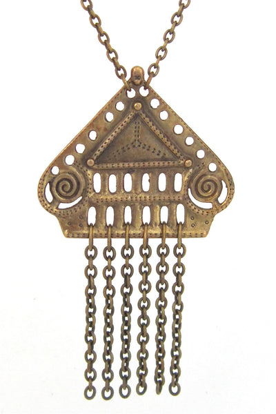 Kalevala Koru, Finland vintage bronze huge fringe pendant necklace