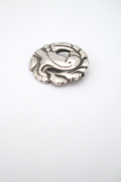 detail Georg Jensen Denmark vintage silver classic Scandinavian bird brooch 134 by Kristian Mohl Hansen