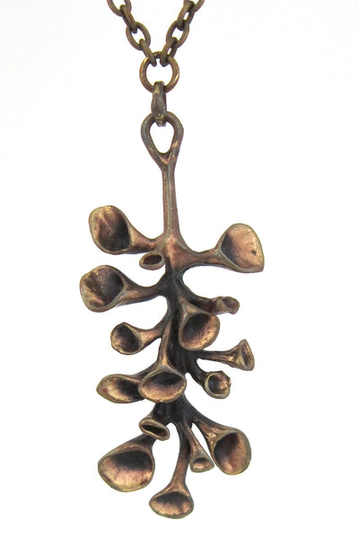 Hannu Ikonen Finland vintage bronze large Reindeer Moss pendant necklace