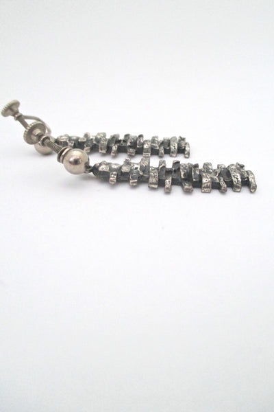profile Guy Vidal Canada vintage brutalist pewter drop earrings # 1