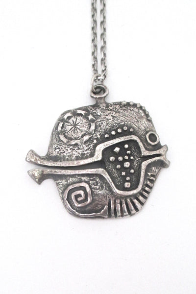 Guy Vidal brutalist fish pendant necklace