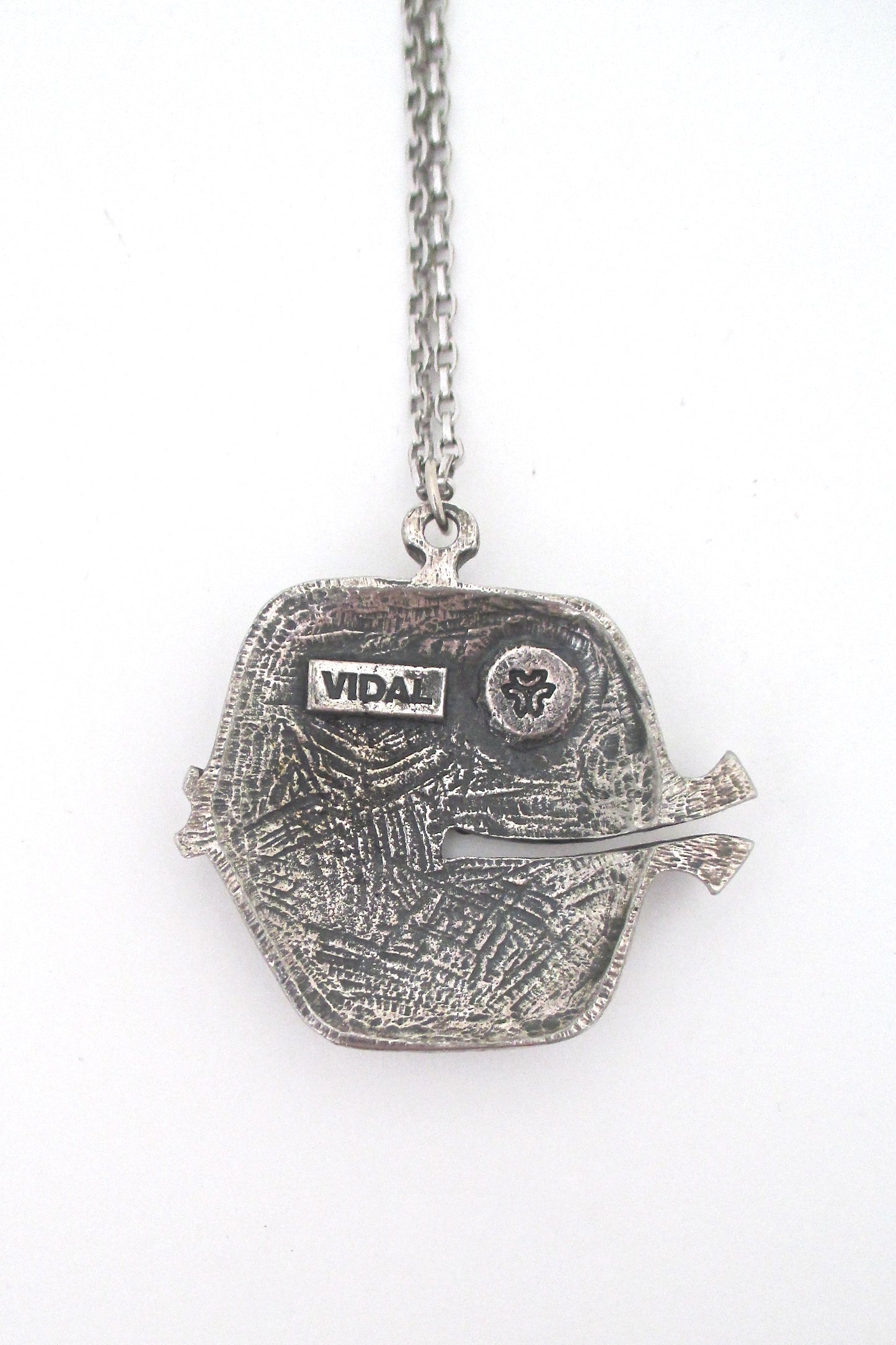 Guy Vidal brutalist fish pendant necklace