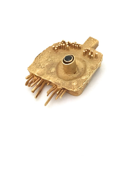 Walter Schluep large gold, tourmaline & pearl brooch / pendant