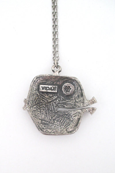 Guy Vidal brutalist fish pendant necklace