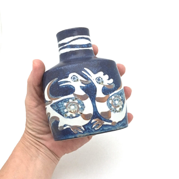 detail Royal Copenhagen Denmark vintage ceramic faience Baca bird vase 1 by Nils Thorsson Scandinavian Modern design