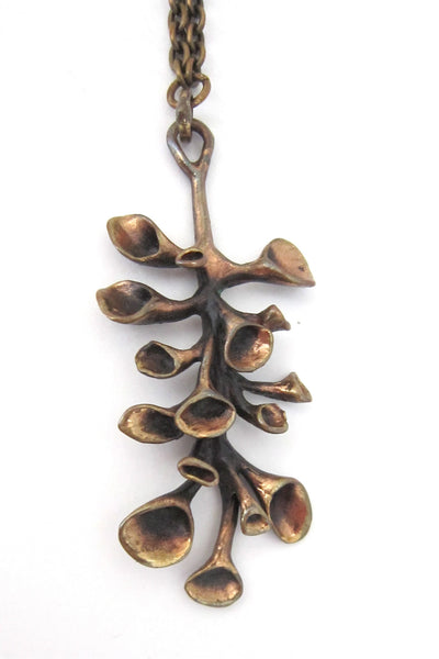 Hannu Ikonen Finland vintage bronze large Reindeer Moss pendant necklace