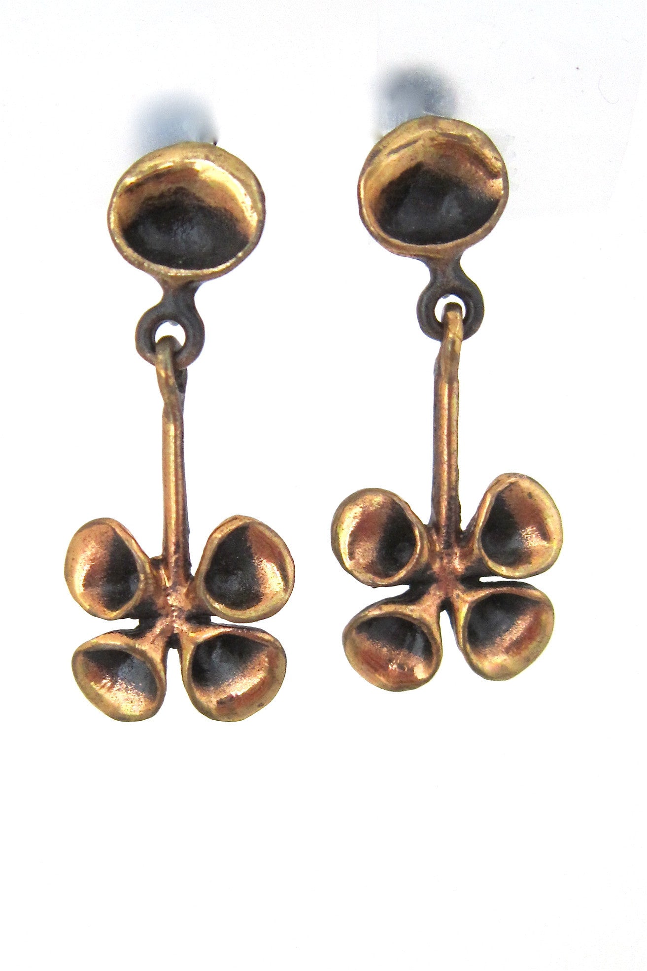 Hannu Ikonen Finland vintage bronze Reindeer Moss drop earrings