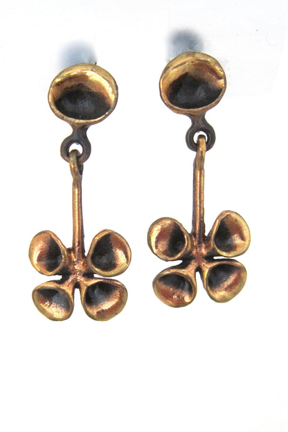 Hannu Ikonen Finland vintage bronze Reindeer Moss drop earrings