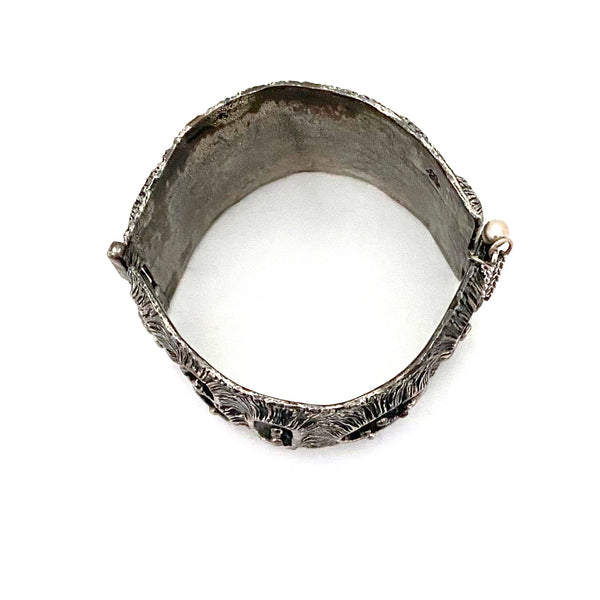 Guy Vidal brutalist pewter wide hinged bracelet