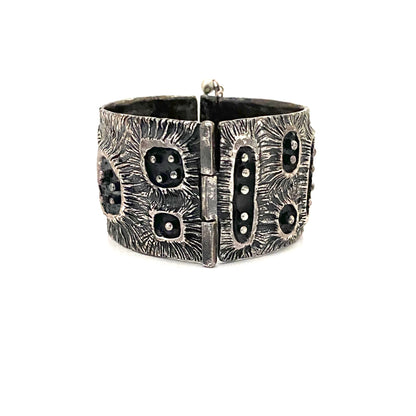 Guy Vidal brutalist pewter wide hinged bracelet