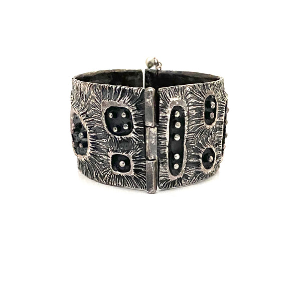 Guy Vidal brutalist pewter wide hinged bracelet