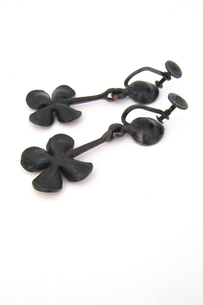 Hannu Ikonen Finland vintage bronze Reindeer Moss drop earrings