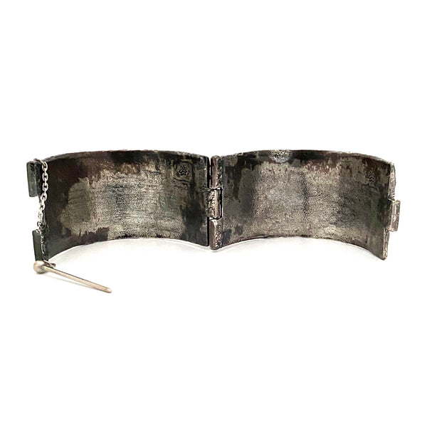 Guy Vidal brutalist pewter wide hinged bracelet