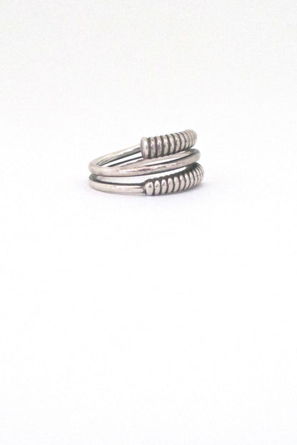 detail David Andersen Norway vintage mid century silver coiled ring