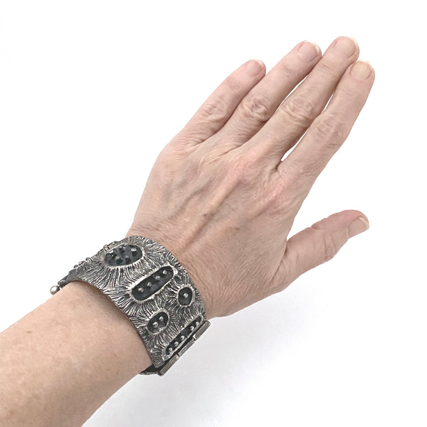 Guy Vidal brutalist pewter wide hinged bracelet