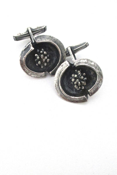 Guy Vidal Canada vintage brutalist pewter shadowbox cufflinks # 2