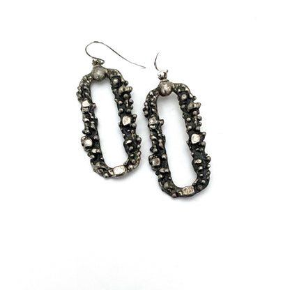Guy Vidal Canada brutalist pewter oval drop earrings