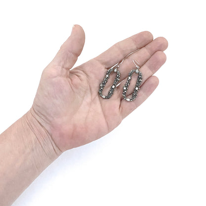 Guy Vidal Canada brutalist pewter oval drop earrings