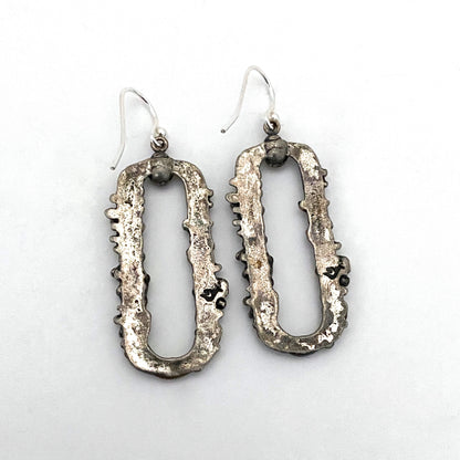 Guy Vidal Canada brutalist pewter oval drop earrings