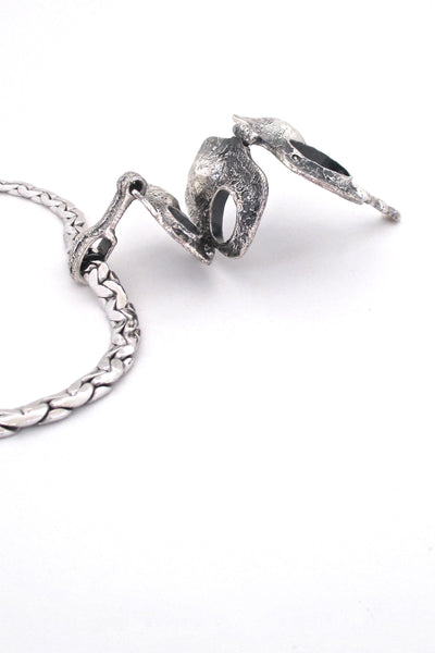 detail Guy Vidal Canada extra large hinged brutalist pewter choker necklace rare