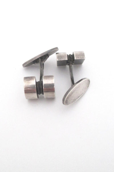 detail Georg Jensen Denmark vintage Scandinavian Modernist silver cufflinks 67 by Sigvard Bernadotte