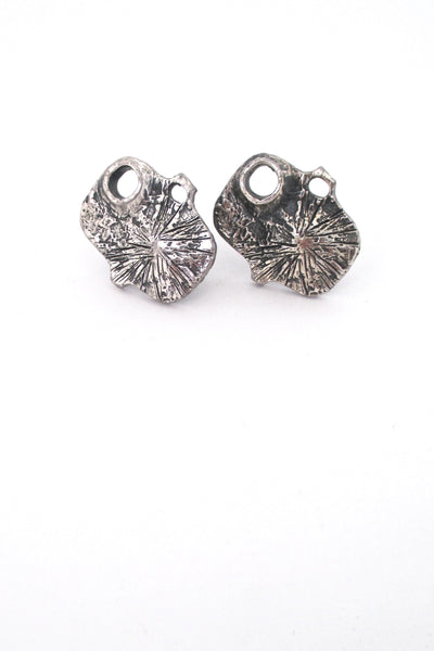 Guy Vidal  brutalist pewter 'volcano' earrings