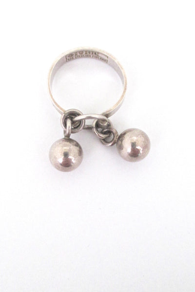 detail Erik Granit Finland vintage silver Scandinavian Modern double sphere kinetic ring