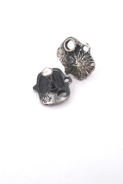 Guy Vidal  brutalist pewter 'volcano' earrings