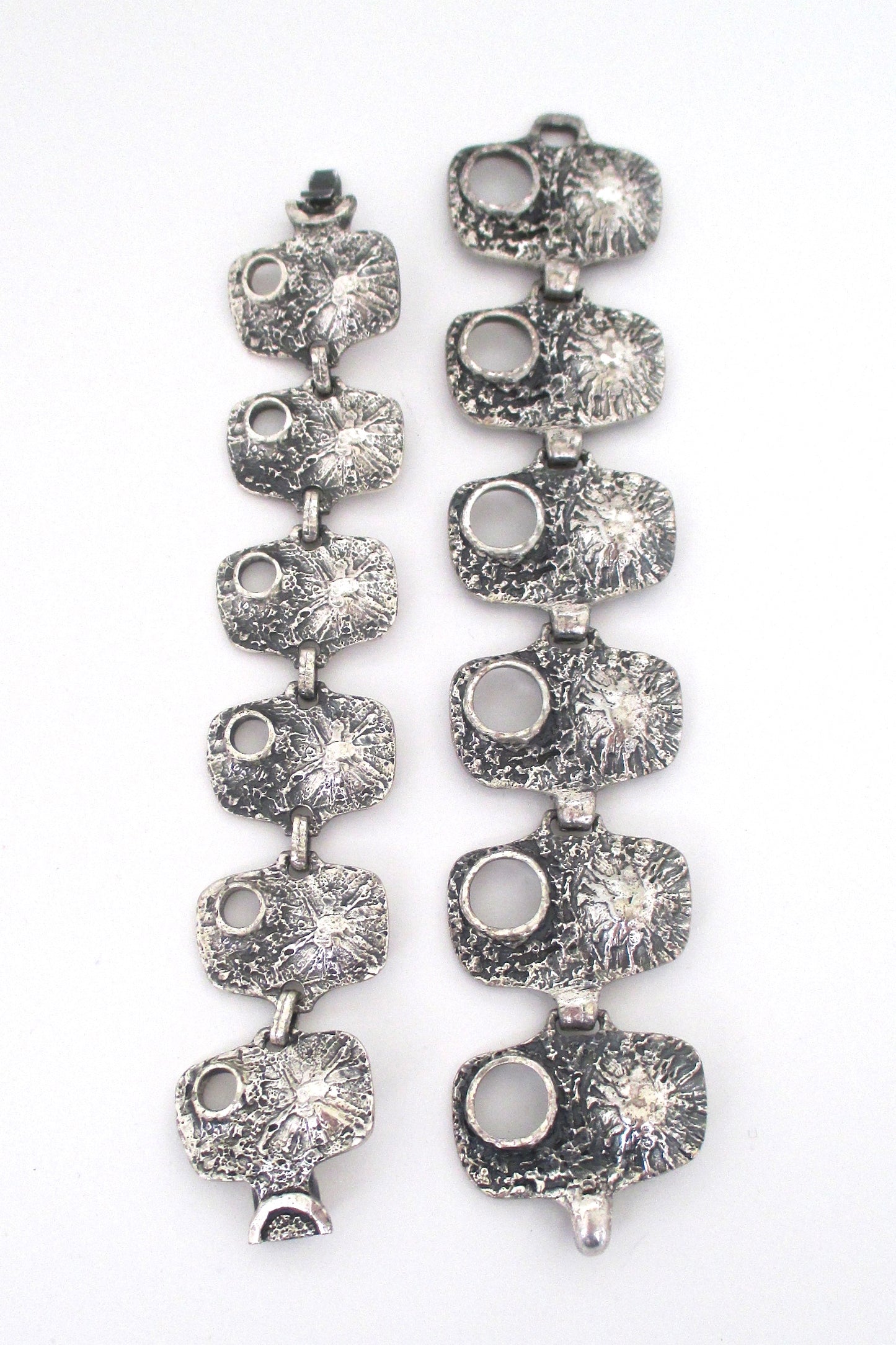 Guy Vidal brutalist pewter 'volcano' bracelet - large version