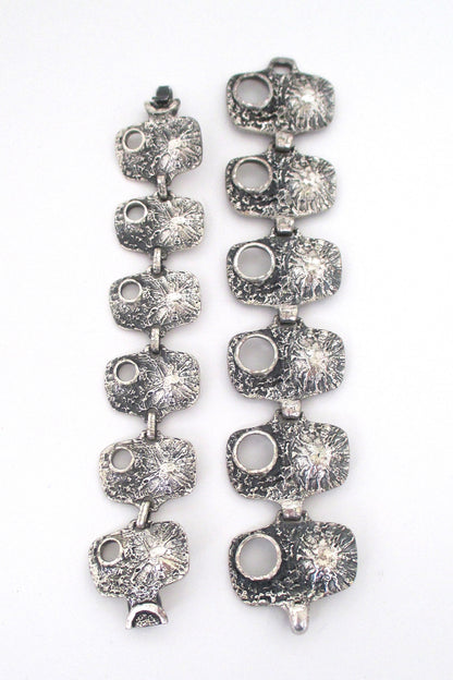 Guy Vidal brutalist pewter 'volcano' bracelet - large version