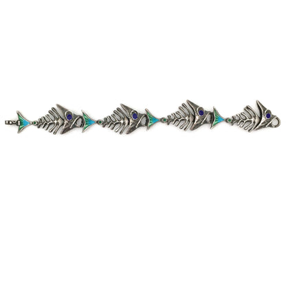 UnoAErre articulated silver & enamel fish bracelet - SHIPPING