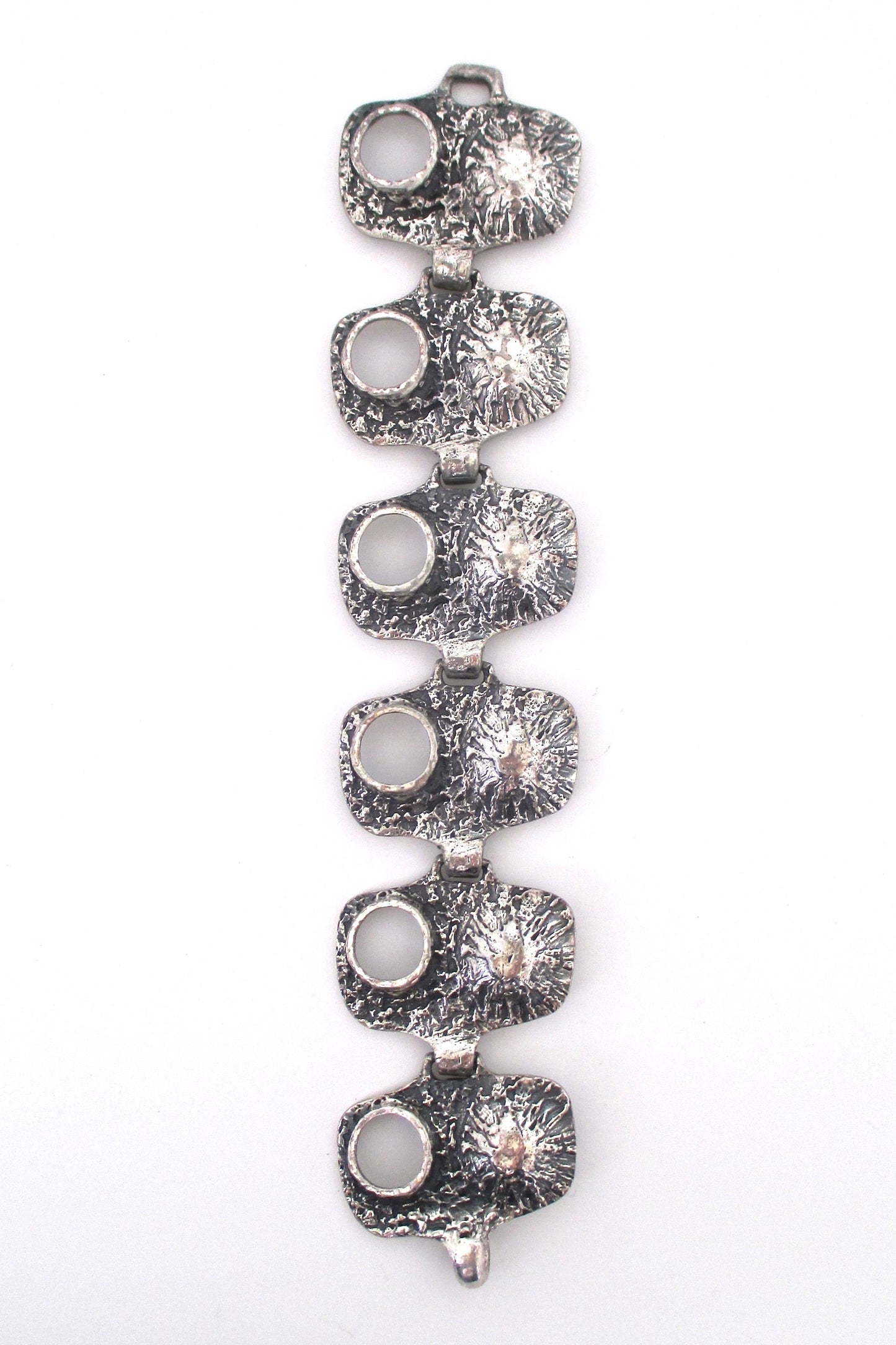 Guy Vidal brutalist pewter 'volcano' bracelet - large version