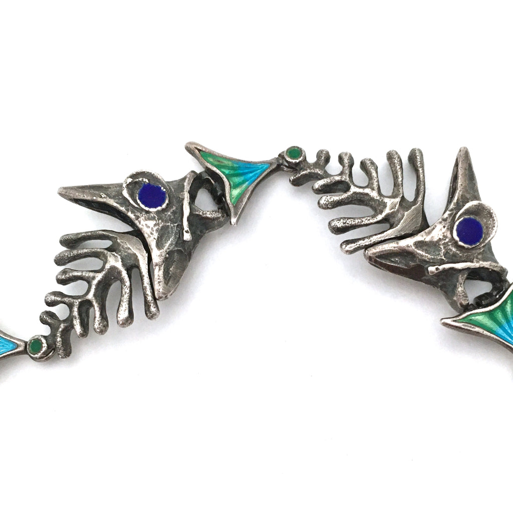 UnoAErre articulated silver & enamel fish bracelet – Samantha Howard Vintage