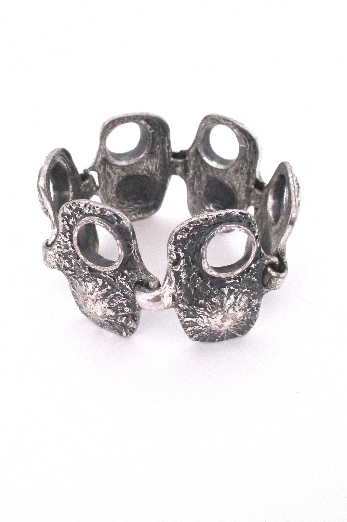 Guy Vidal brutalist pewter 'volcano' bracelet - large version