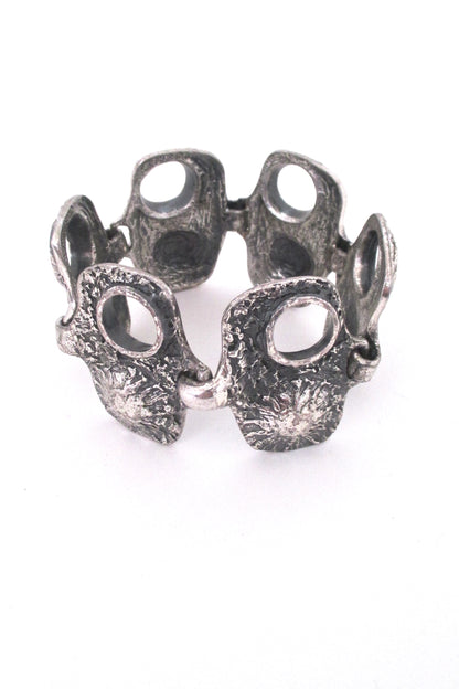 Guy Vidal brutalist pewter 'volcano' bracelet - large version