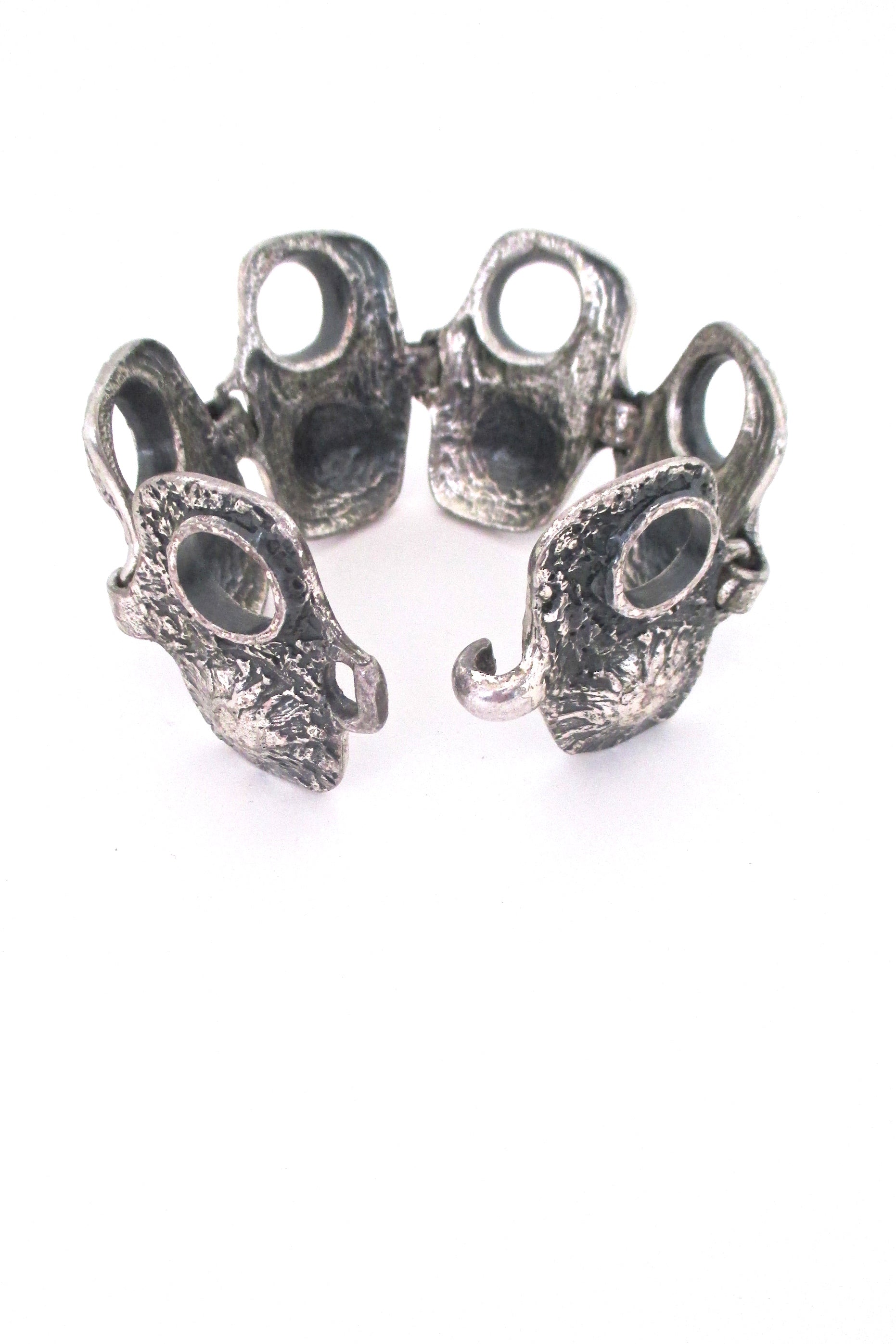 detail Guy Vidal Canada vintage brutalist pewter volcano bracelet large version