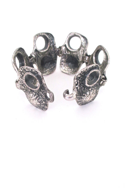 detail Guy Vidal Canada vintage brutalist pewter volcano bracelet large version