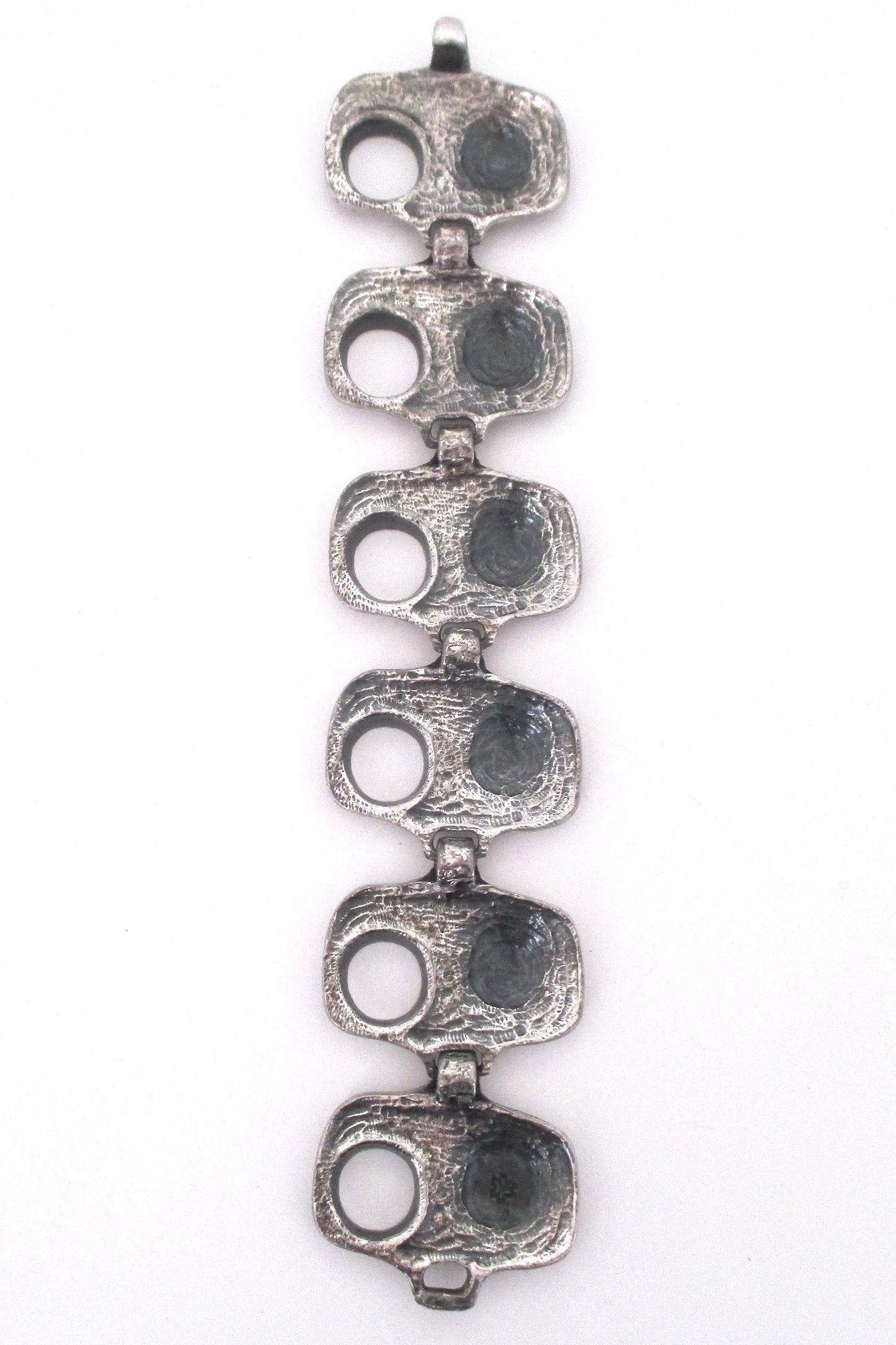 Guy Vidal brutalist pewter 'volcano' bracelet - large version