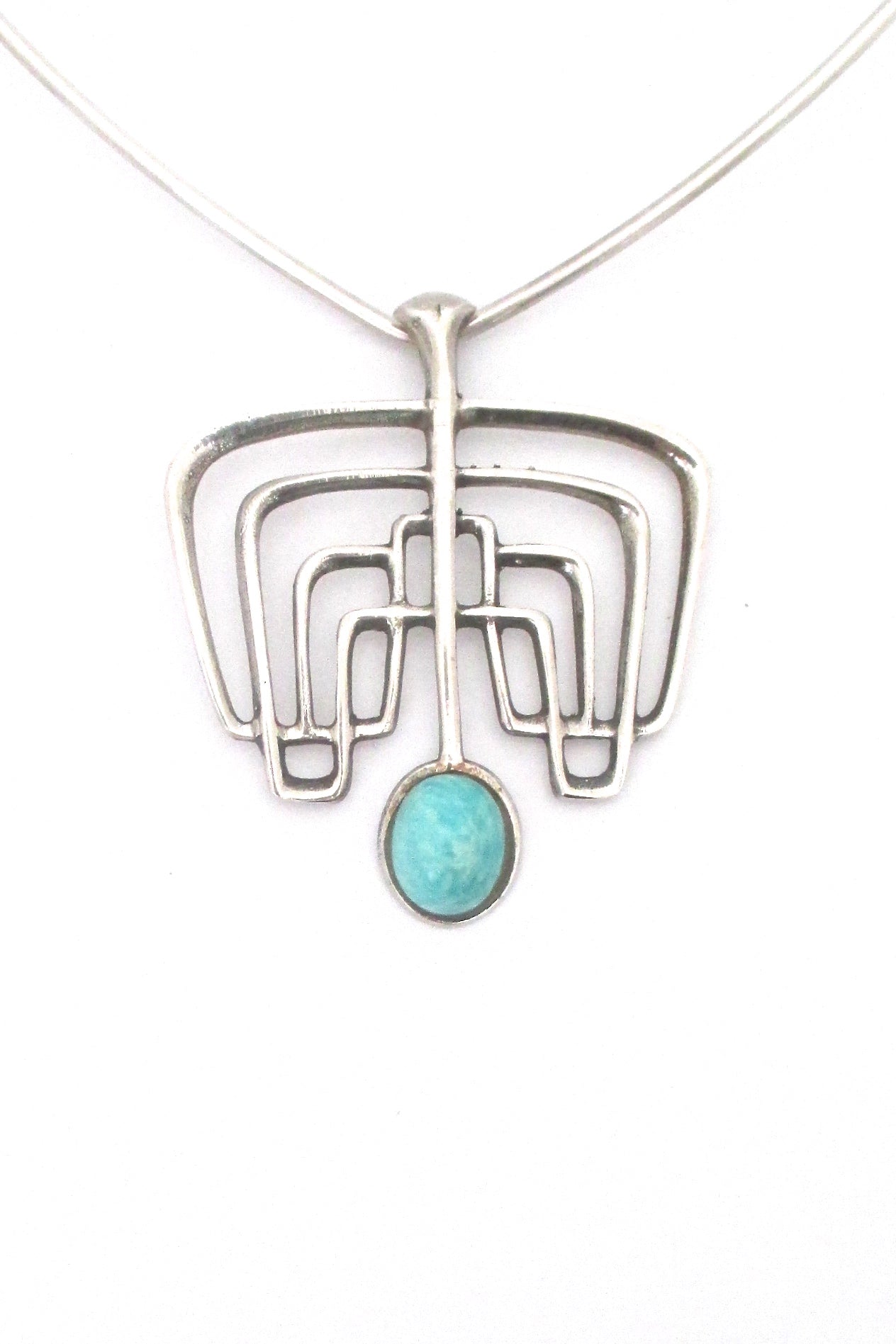 detaul David-Andersen Norway vintage silver amazonite Troll series necklace pendant Bjorn Sigurd Ostern original neck ring