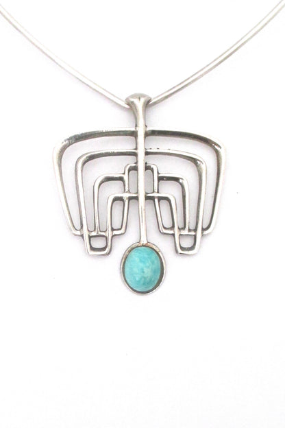 detaul David-Andersen Norway vintage silver amazonite Troll series necklace pendant Bjorn Sigurd Ostern original neck ring