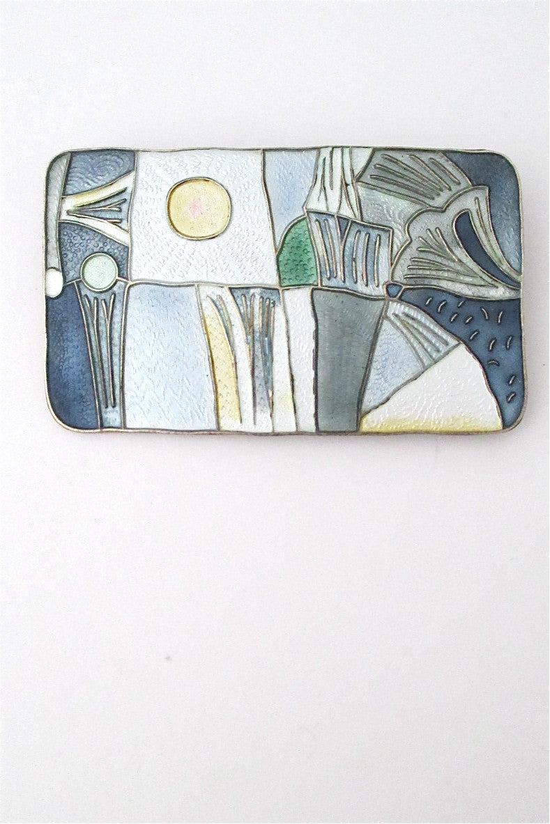 David-Andersen Norway vintage silver & enamel rare large four seasons spring brooch