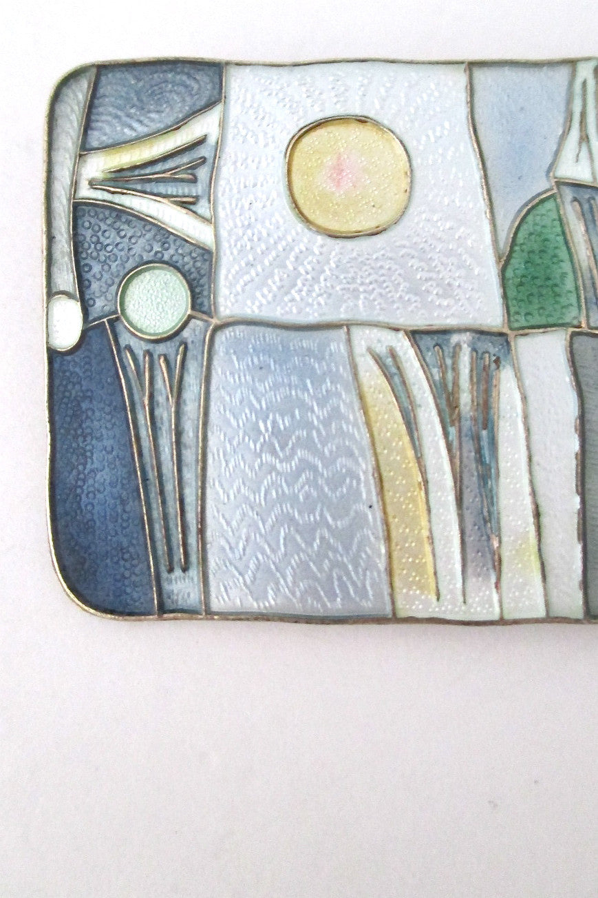 David-Andersen Norway vintage silver & enamel rare large four seasons spring brooch