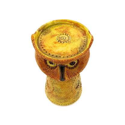 detail Bitossi Italy vintage ceramic owl candle holder sculpture Aldo Londi mid century modern design